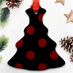 Polka Dots - Maroon Red on Black Ornament (Christmas Tree)