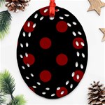 Polka Dots - Maroon Red on Black Oval Filigree Ornament (Two Sides)