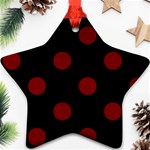 Polka Dots - Maroon Red on Black Ornament (Star)
