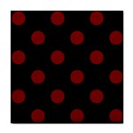 Polka Dots - Maroon Red on Black Tile Coaster