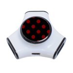 Polka Dots - Maroon Red on Black Portable USB Hub (One Side)