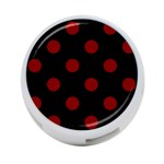 Polka Dots - Maroon Red on Black 4-Port USB Hub (One Side)