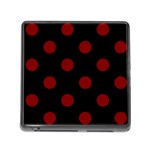 Polka Dots - Maroon Red on Black Memory Card Reader (Square)