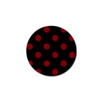 Polka Dots - Maroon Red on Black Golf Ball Marker (10 pack)