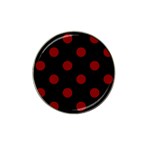 Polka Dots - Maroon Red on Black Hat Clip Ball Marker (4 pack)
