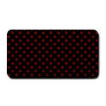 Polka Dots - Maroon Red on Black Medium Bar Mat