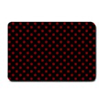 Polka Dots - Maroon Red on Black Small Doormat
