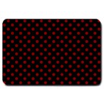 Polka Dots - Maroon Red on Black Large Doormat