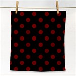 Polka Dots - Maroon Red on Black Face Towel