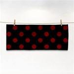 Polka Dots - Maroon Red on Black Hand Towel