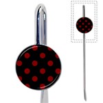 Polka Dots - Maroon Red on Black Book Mark