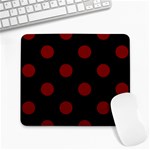 Polka Dots - Maroon Red on Black Large Mousepad