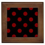 Polka Dots - Maroon Red on Black Framed Tile