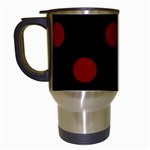 Polka Dots - Maroon Red on Black Travel Mug (Black)