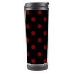 Polka Dots - Maroon Red on Black Travel Tumbler