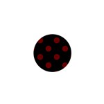Polka Dots - Maroon Red on Black 1  Mini Button