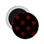 Polka Dots - Maroon Red on Black 2.25  Magnet