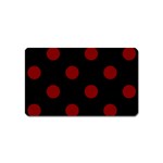 Polka Dots - Maroon Red on Black Magnet (Name Card)