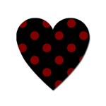 Polka Dots - Maroon Red on Black Magnet (Heart)