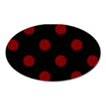 Polka Dots - Maroon Red on Black Magnet (Oval)