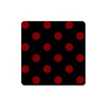 Polka Dots - Maroon Red on Black Magnet (Square)