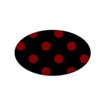 Polka Dots - Maroon Red on Black Sticker Oval (100 pack)