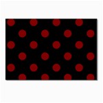 Polka Dots - Maroon Red on Black Postcards 5  x 7  (Pkg of 10)