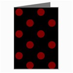 Polka Dots - Maroon Red on Black Greeting Card