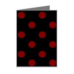 Polka Dots - Maroon Red on Black Mini Greeting Card