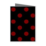 Polka Dots - Maroon Red on Black Mini Greeting Cards (Pkg of 8)