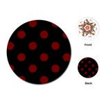 Polka Dots - Maroon Red on Black Playing Cards (Round)
