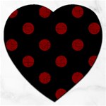 Polka Dots - Maroon Red on Black Jigsaw Puzzle (Heart)