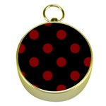 Polka Dots - Maroon Red on Black Gold Compass