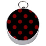 Polka Dots - Maroon Red on Black Silver Compass
