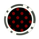 Polka Dots - Maroon Red on Black Poker Chip Card Guard