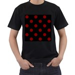 Polka Dots - Maroon Red on Black Men s T-Shirt (Black)