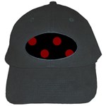Polka Dots - Maroon Red on Black Black Cap