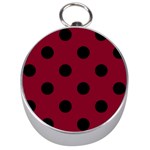 Polka Dots - Black on Burgundy Red Silver Compass