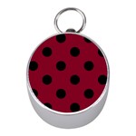 Polka Dots - Black on Burgundy Red Silver Compass (Mini)