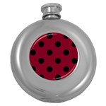 Polka Dots - Black on Burgundy Red Hip Flask (5 oz)
