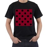 Polka Dots - Black on Burgundy Red Men s T-Shirt (Black)
