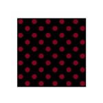 Polka Dots - Burgundy Red on Black Satin Bandana Scarf