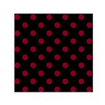 Polka Dots - Burgundy Red on Black Small Satin Scarf  (Square)