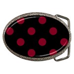 Polka Dots - Burgundy Red on Black Belt Buckle