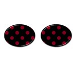Polka Dots - Burgundy Red on Black Cufflinks (Oval)