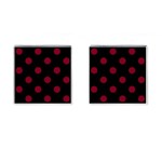 Polka Dots - Burgundy Red on Black Cufflinks (Square)