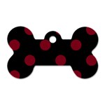 Polka Dots - Burgundy Red on Black Dog Tag Bone (Two Sides)