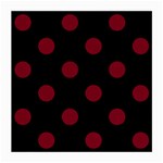 Polka Dots - Burgundy Red on Black Medium Glasses Cloth (2 Sides)