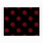 Polka Dots - Burgundy Red on Black Large Glasses Cloth (2 Sides)
