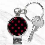 Polka Dots - Burgundy Red on Black Nail Clippers Key Chain